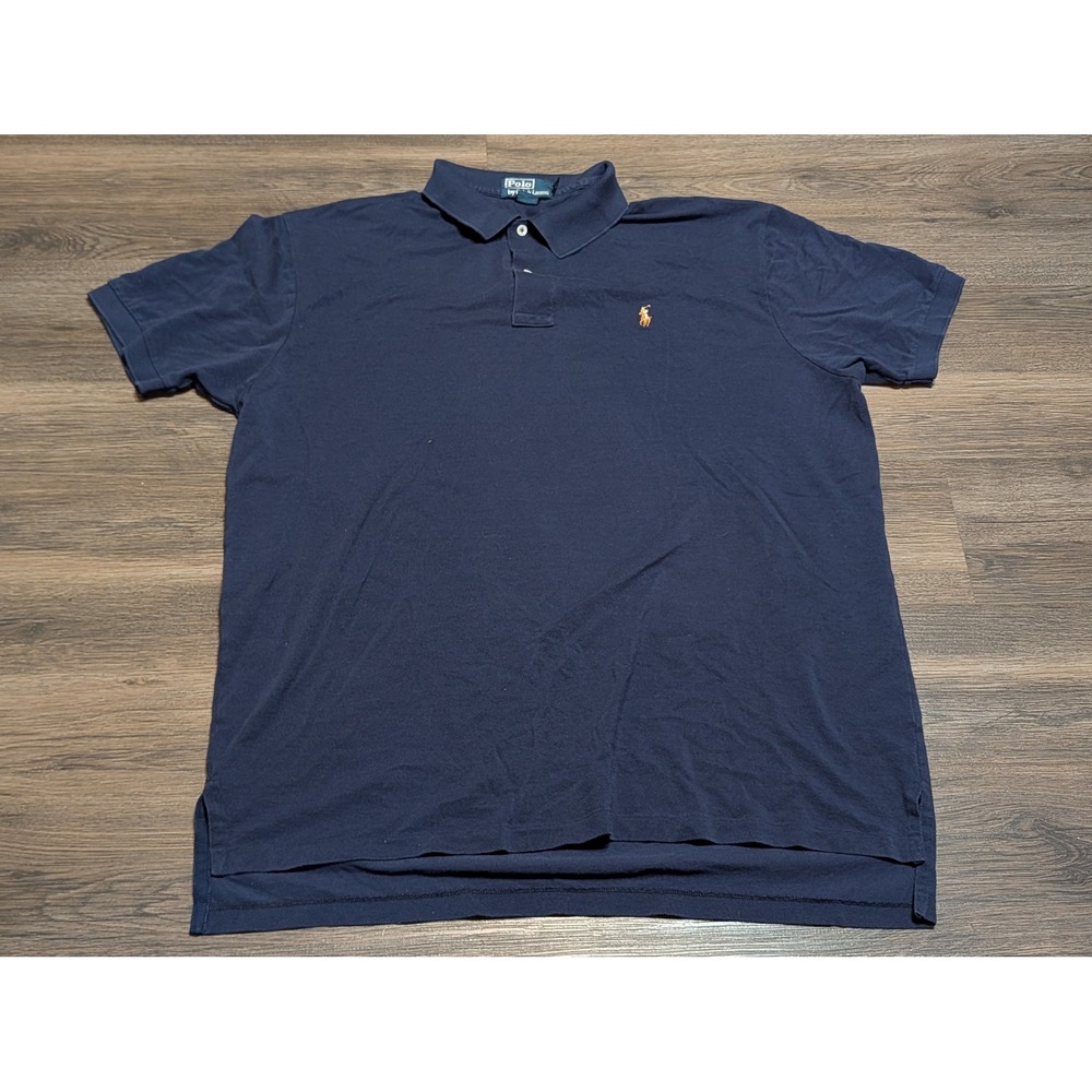 Polo Ralph Lauren Mens XL Navy Blue Short Sleeve Pique Cotton Polo Shirt Pony